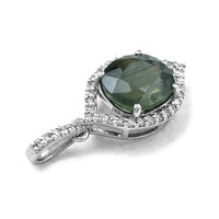 1.83 Ct Cushion Mixed Cut Natural Green Sapphire 950 Platinum Pendant