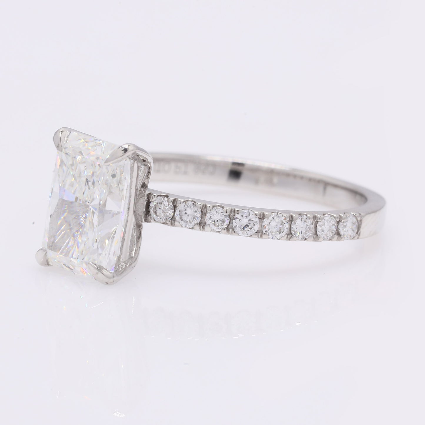 2.17 Ct Cut Cornere Rectangular Modifie Brilliant Lab Grown Diamond 950 Platinum Ring