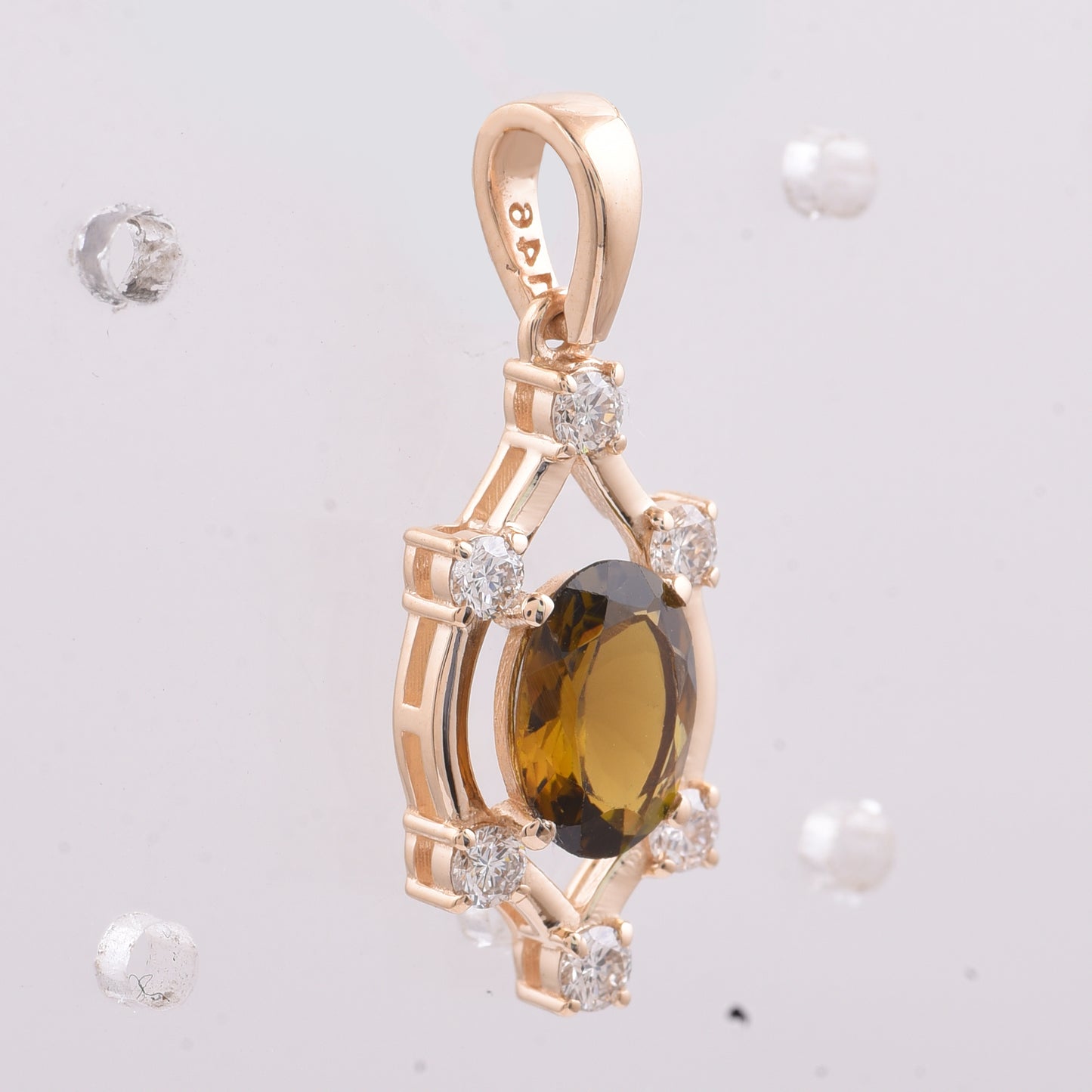 1.22 Ct Oval Natural Tourmaline 14K Gold Pendant