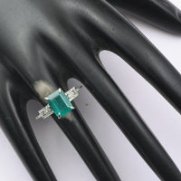 3.12 Ct Octagon Step Cut Natural Emerald 950 Platinum Ring