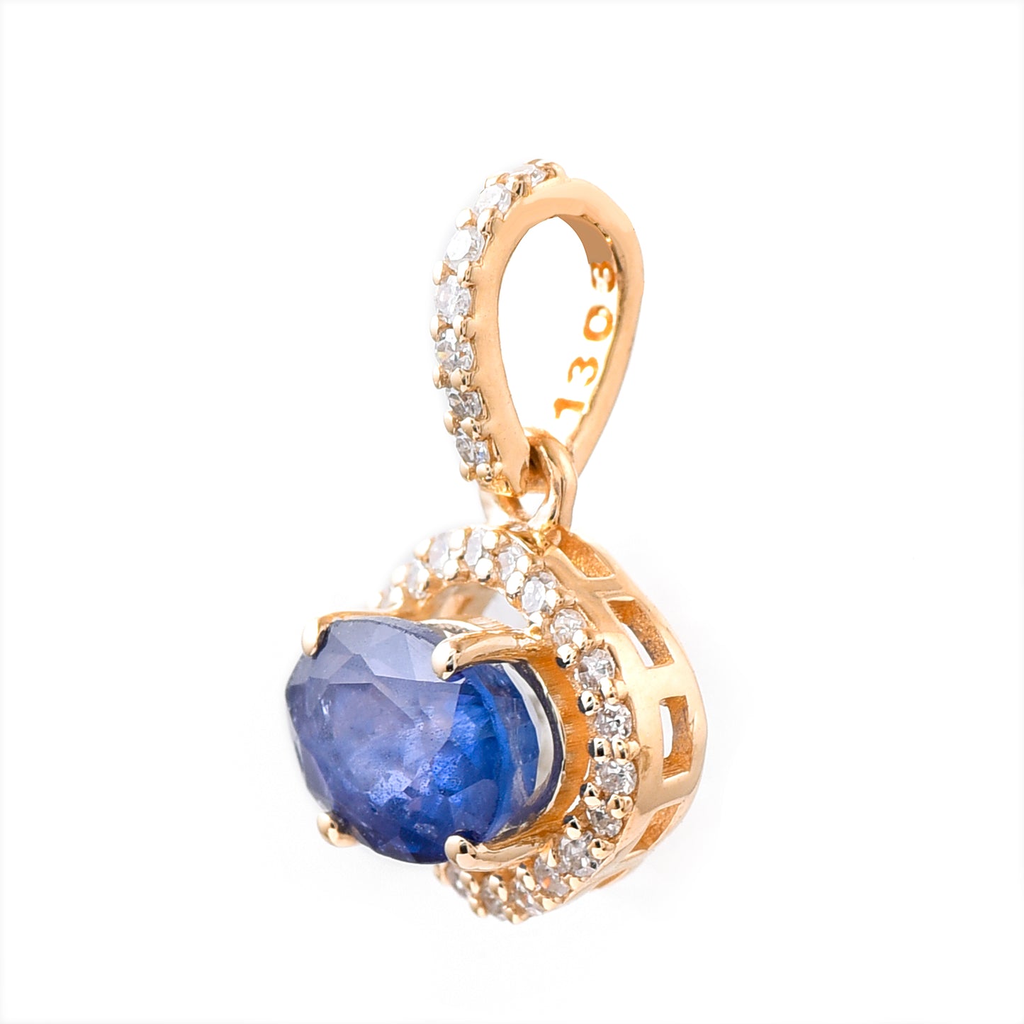 1.16 Ct Oval Mixed Cut Natural Sapphire 14K Gold Pendant