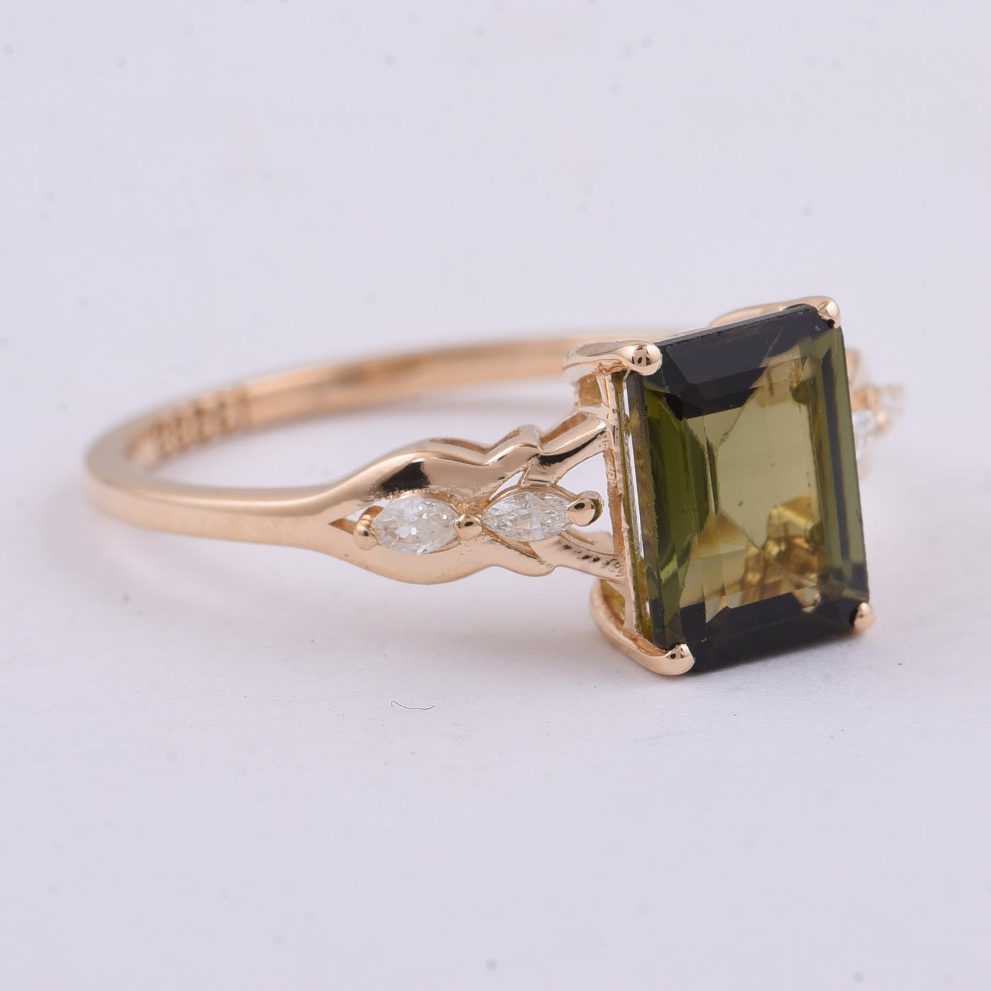 1.69 Ct Octagon Step Cut Natural Tourmaline 14K Gold Ring