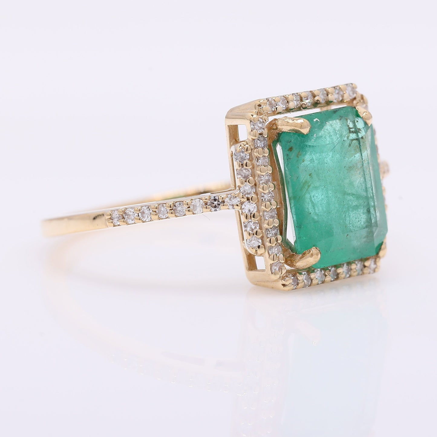 2.25 Ct Octagon Step Cut Natural Emerald 14K Gold Ring