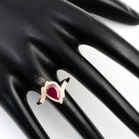 1.44 Ct Pear Mixed Cut Natural Corundum Ruby 14K Gold Ring
