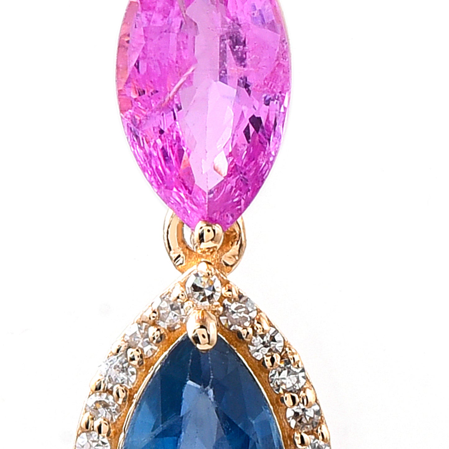 1.72 Ct Marquise Mixed Cut Natural Multi-Coloured Sapphire 14K Gold Pendant
