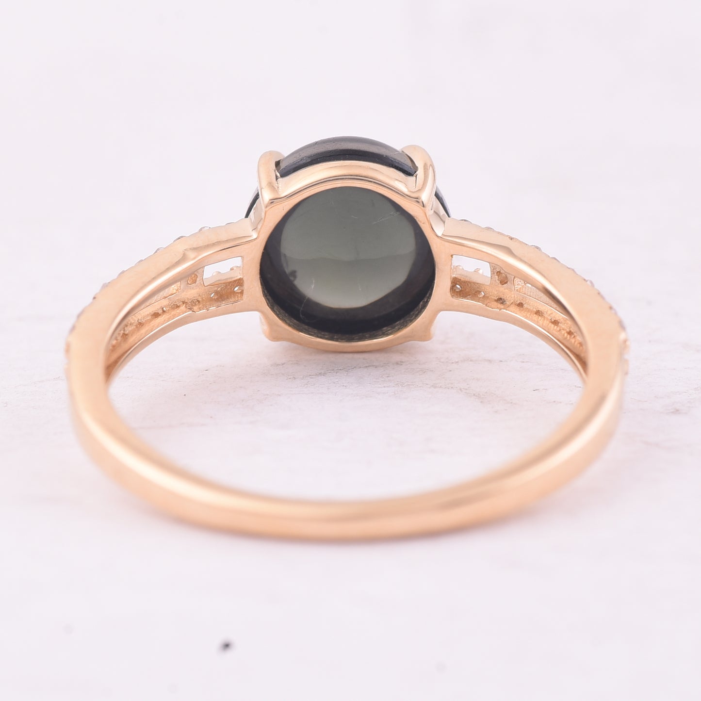2.46 Ct Round Cabochon Cut Natural Tourmaline 14K Gold Ring