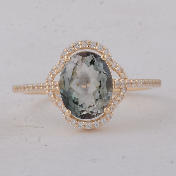 2.12 Ct Oval Multi Tourmaline 9K Gold Ring