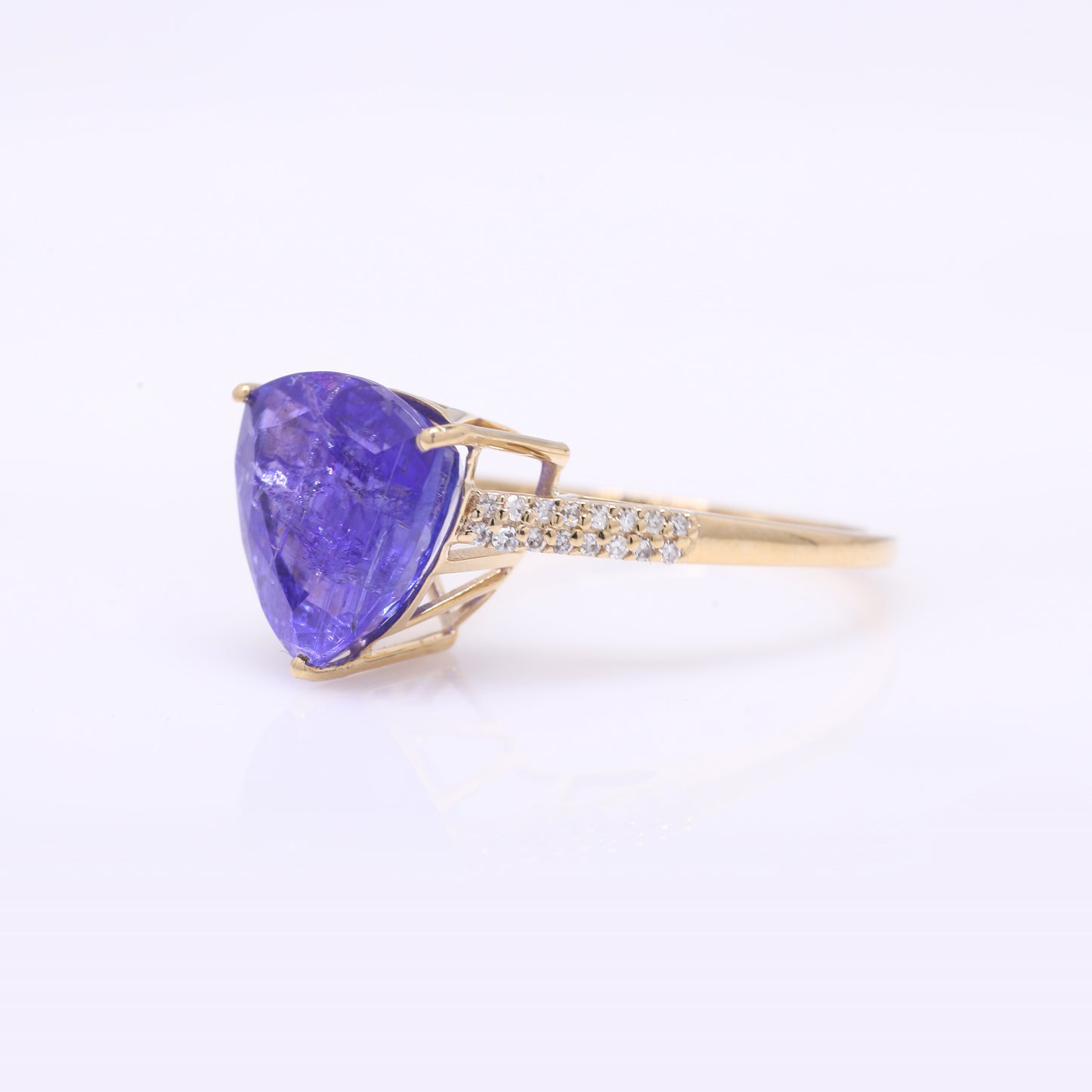 4.95 Ct Triangle Mixed Cut Natural Tanzanite 14K Gold Ring
