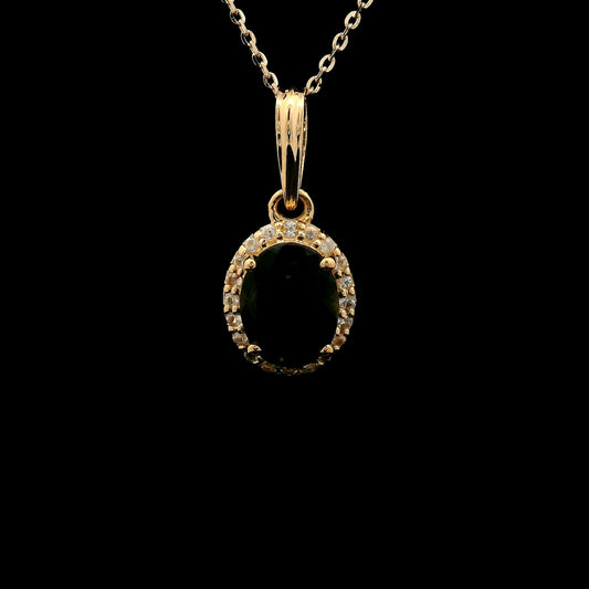 1.33 Ct Oval Multi Tourmaline 14K Gold Pendant