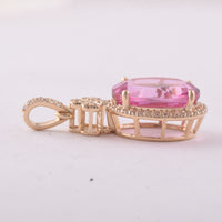 6.52 Ct Oval Pink Topaz 9K Gold Pendant