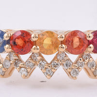 1.53 Ct Round Natural Multi-Coloured Sapphire 14K Gold Ring