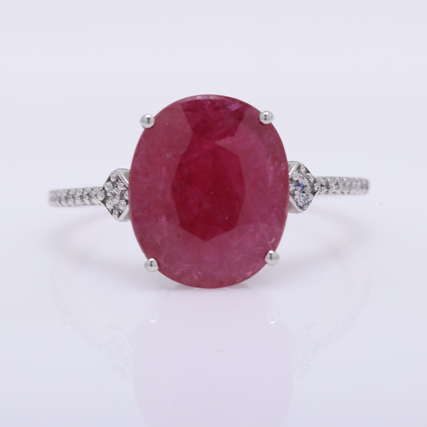 4.17 Ct Oval Mixed Cut Natural Ruby 950 Platinum Ring