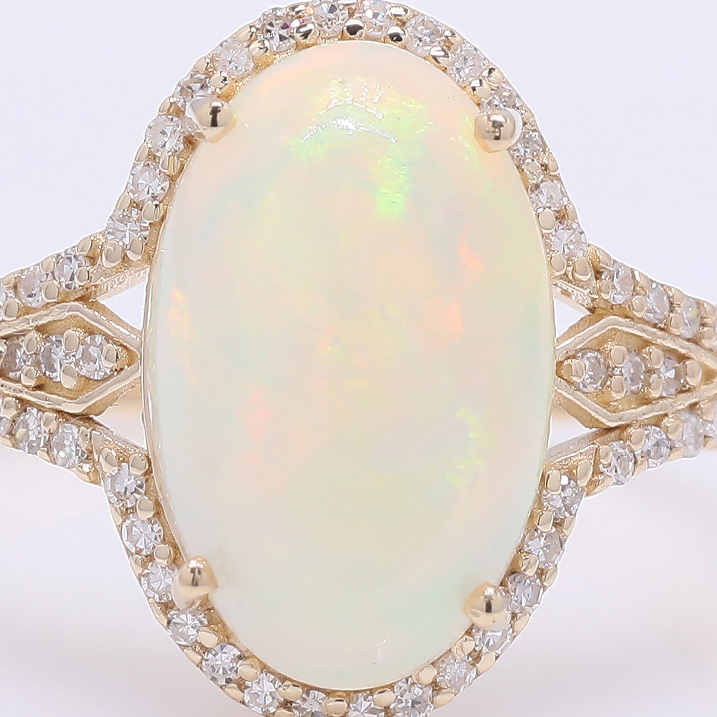 3.04 Ct Oval Cabochon Cut Natural Opal 14K Gold Ring