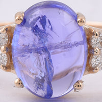 2.54 Ct Oval Cabochon Cut Natural Tanzanite 14K Gold Ring