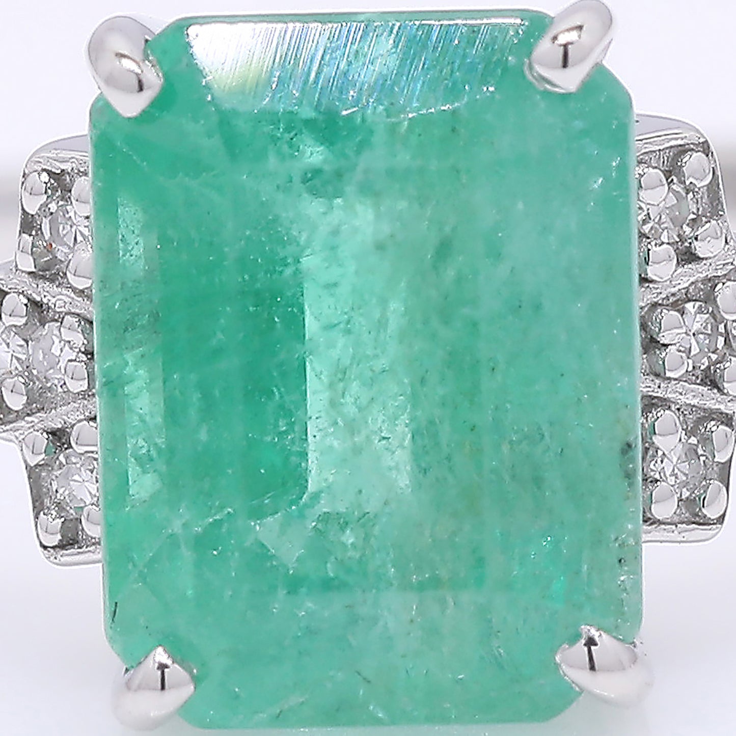 2.79 Ct Octagon Step Cut Natural Emerald 950 Platinum Ring