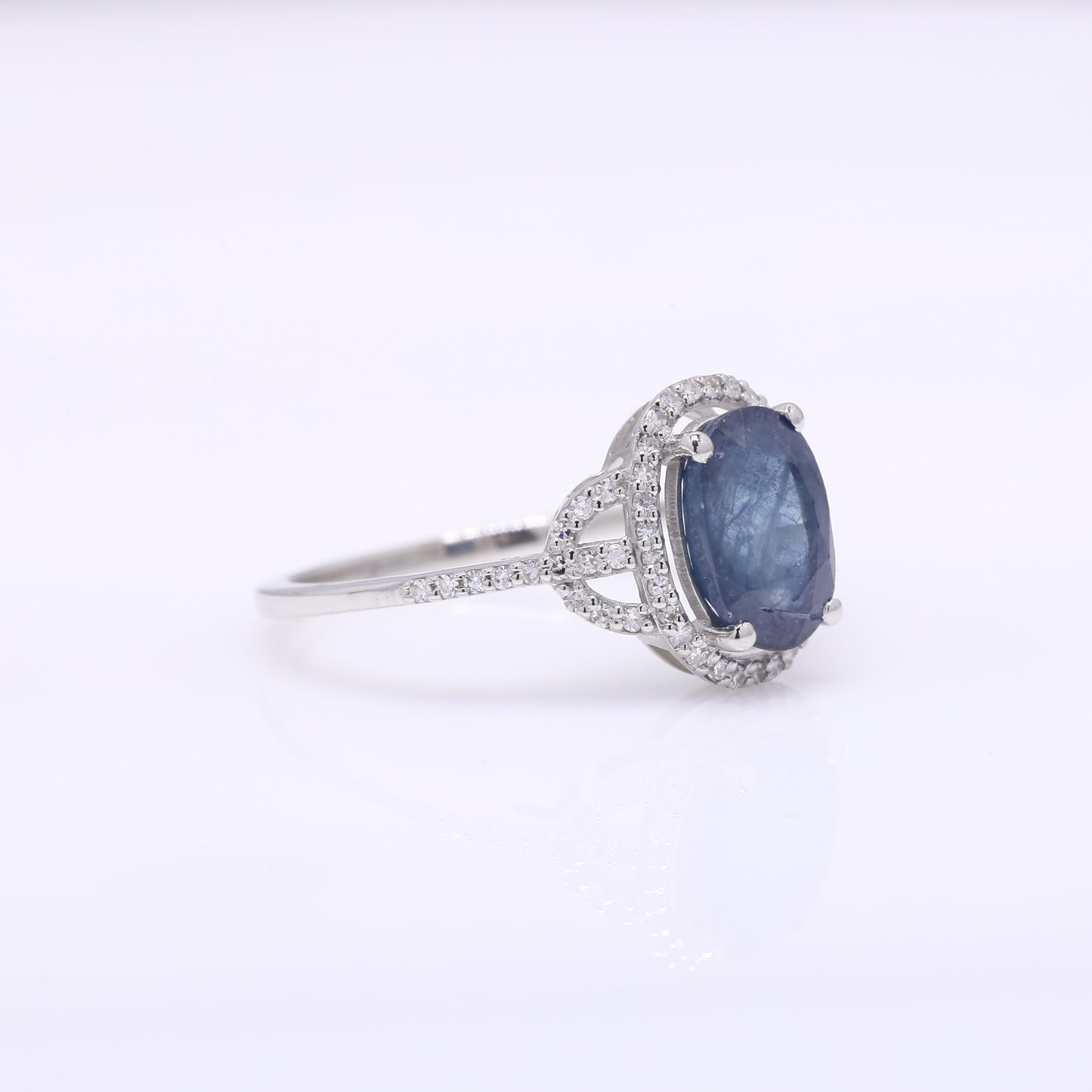 2.43 Ct Oval Mixed Cut Natural Sapphire 950 Platinum Ring