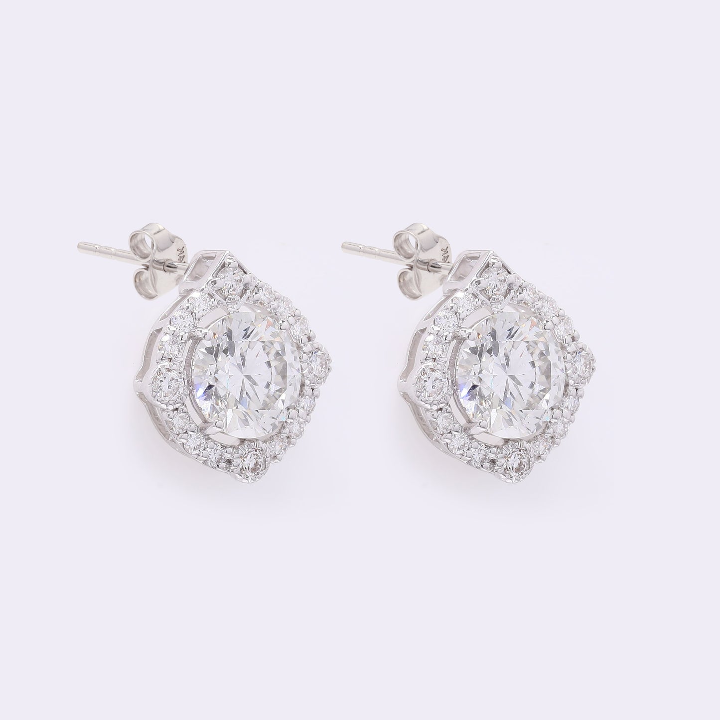 3.64 Carats Lab Grown Diamond 14K Gold Earrings