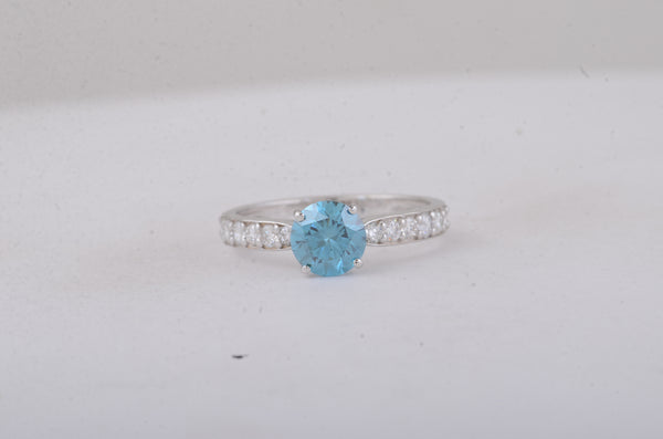 1.53 Carats Blue Lab Grown Diamond 14K Gold Ring
