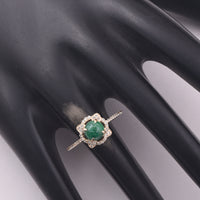 0.93 Ct Round Emerald 9K Gold Ring