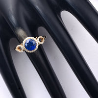 1.55 Ct Round Mixed Cut Natural Sapphire 14K Gold Ring