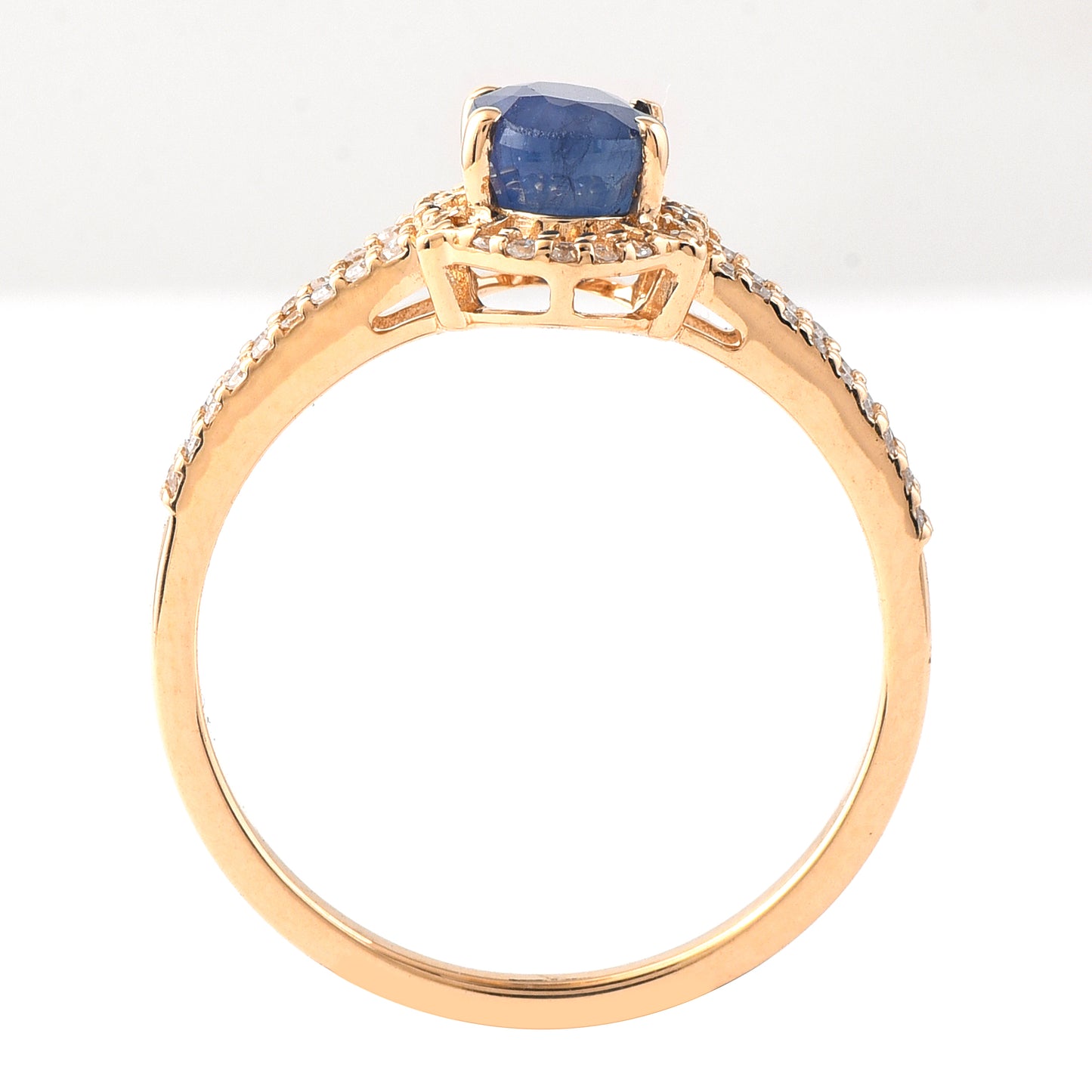 1.65 Ct Oval Mixed Cut Natural Sapphire 14K Gold Ring