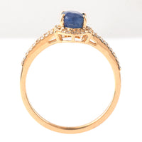 1.65 Ct Oval Mixed Cut Natural Sapphire 14K Gold Ring