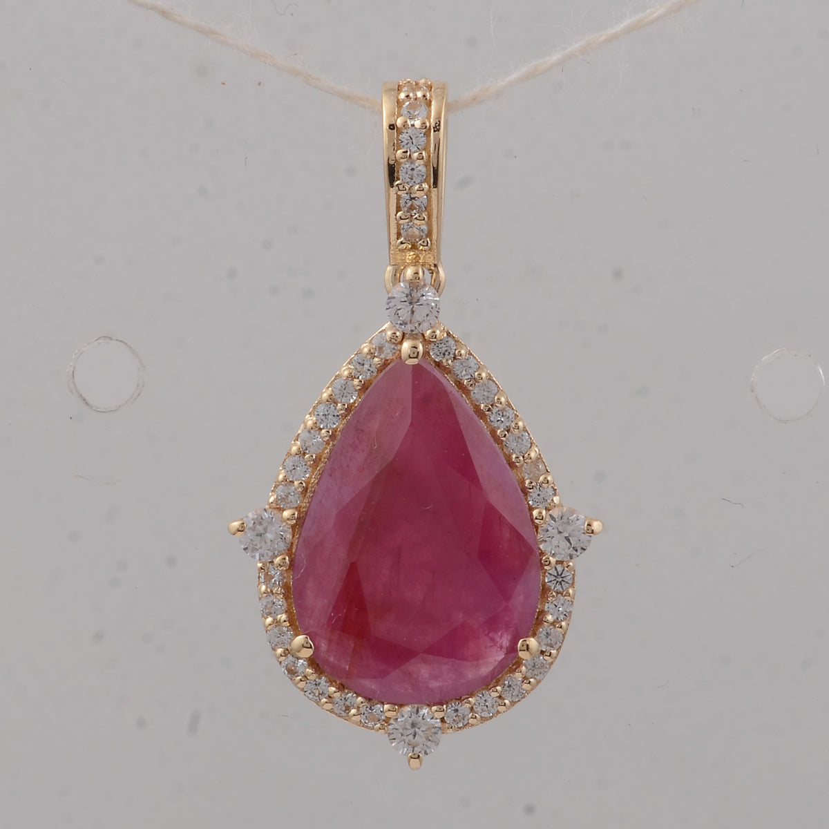 2.28 Ct Pear Ruby 9K Gold Pendant