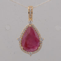 2.28 Ct Pear Ruby 9K Gold Pendant