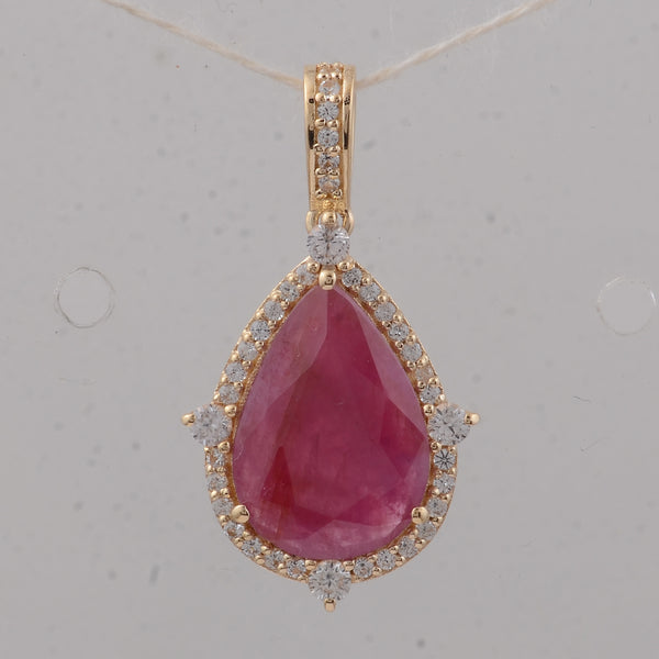 2.28 Ct Pear Ruby 9K Gold Pendant