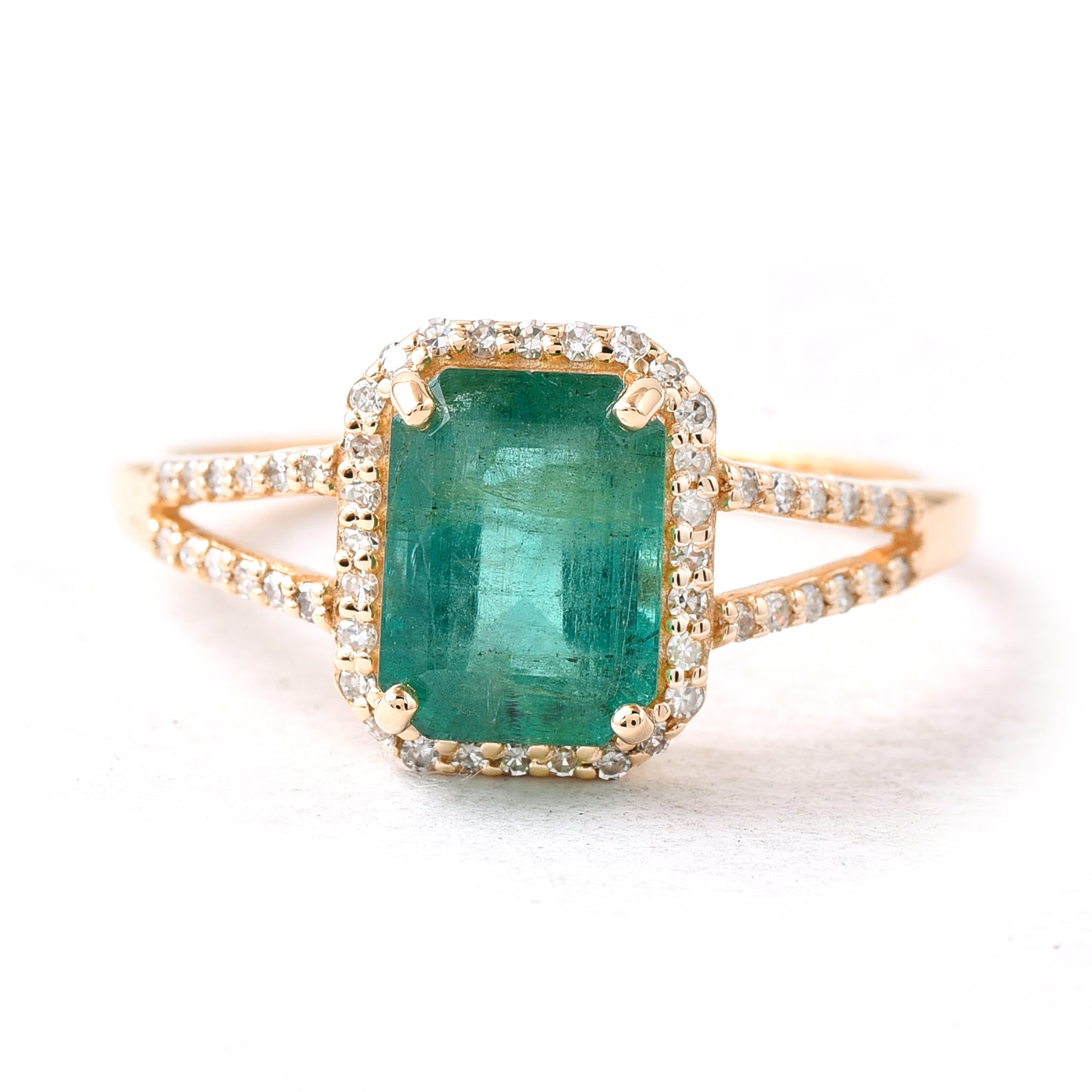 1.71 Ct Octagon Emerald 14K Gold Ring