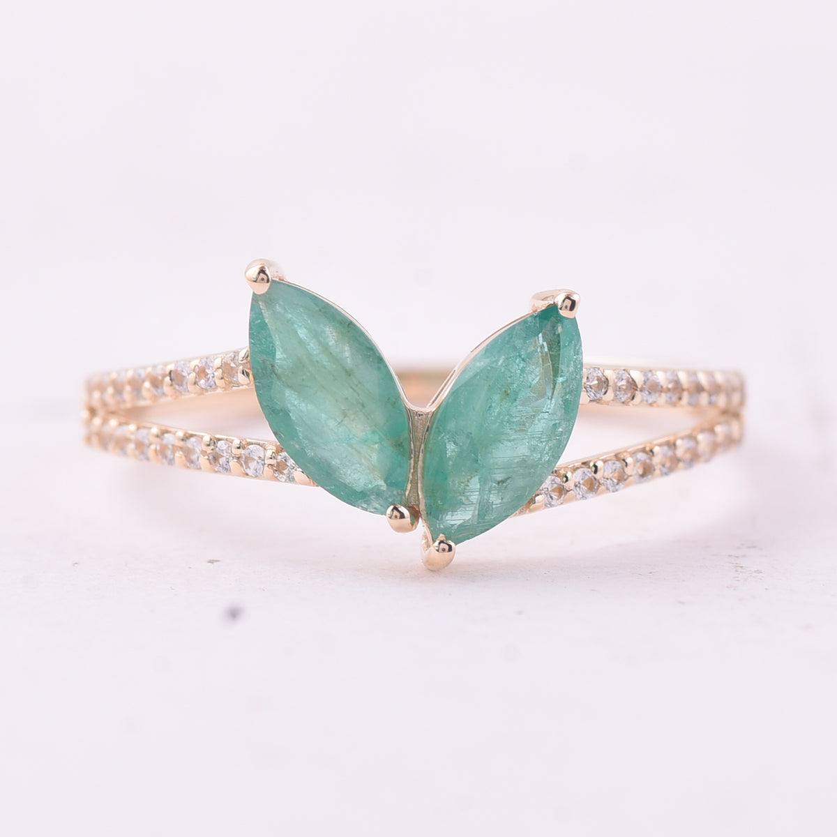 0.89 Ct Marquise Emerald 9K Gold Ring