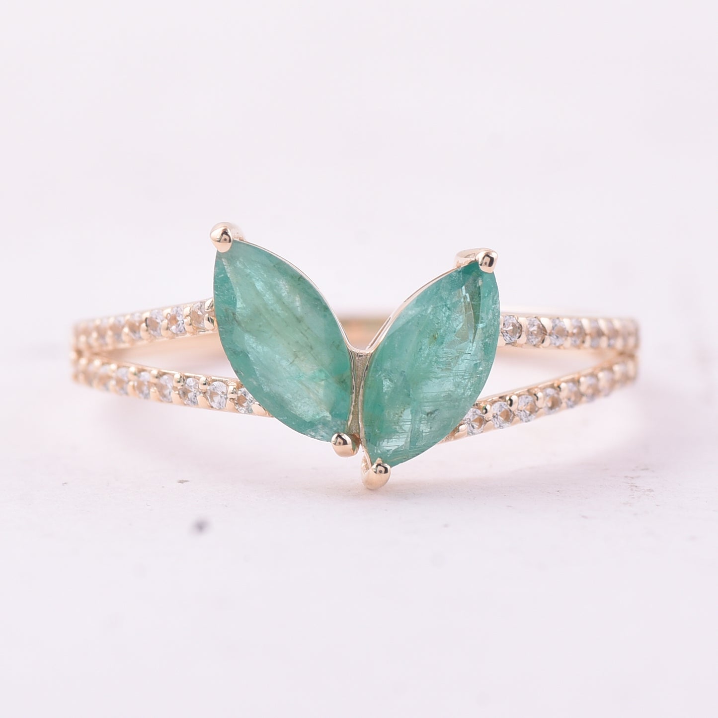 0.89 Ct Marquise Emerald 9K Gold Ring