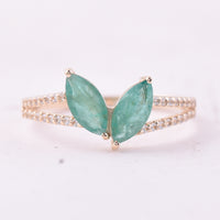 0.89 Ct Marquise Emerald 9K Gold Ring