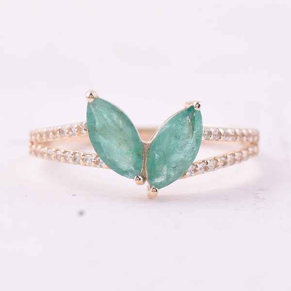 0.89 Ct Marquise Emerald 9K Gold Ring