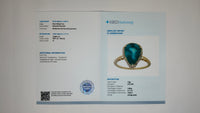 4.11 Ct Pear Mixed Cut Natural Emerald 14K Gold Ring