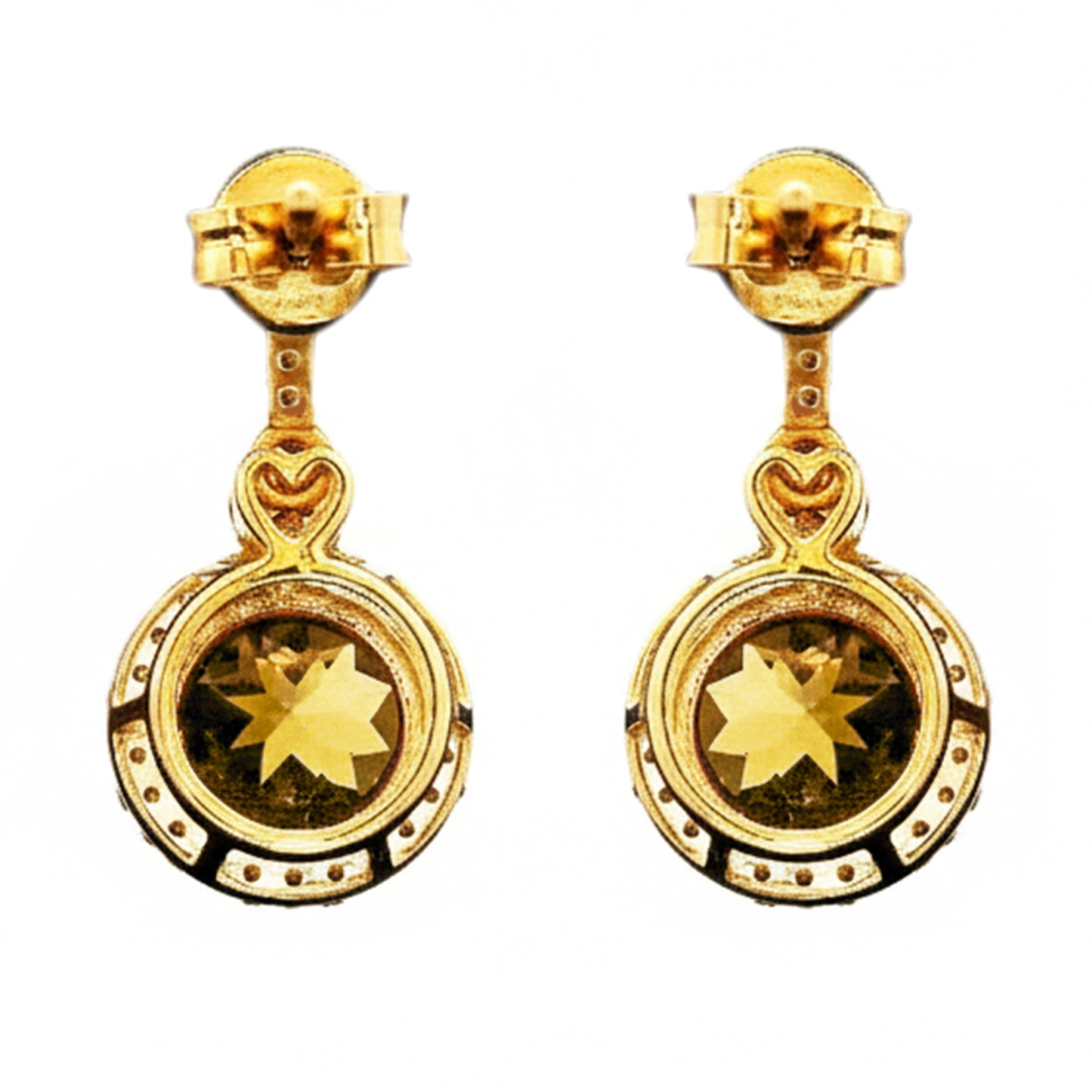 1.95 Ct Round Mixed Cut Natural Fire Opal 14K Gold Earrings