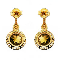 1.95 Ct Round Mixed Cut Natural Fire Opal 14K Gold Earrings