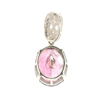 5.62 Ct Oval Pink Topaz, White Zircon, 925 Sterling Silver Pendant