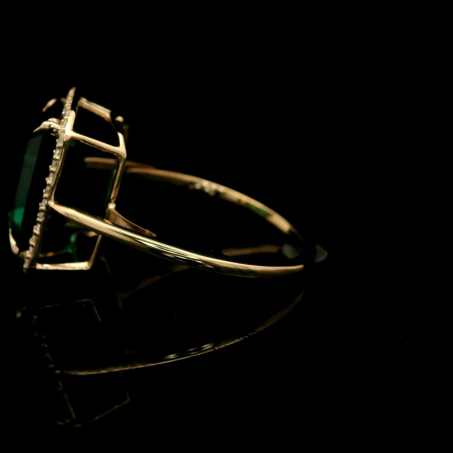 4.39 Ct Emerald Cut Lab Grown Emerald 14K Gold Ring