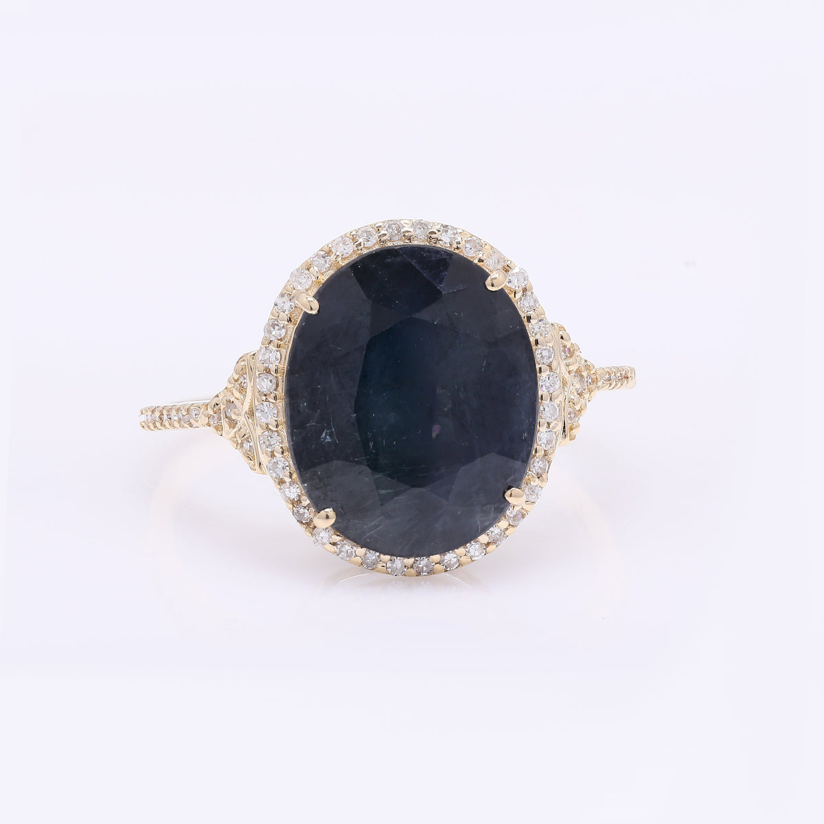 6.41 Ct Oval Mixed Cut Natural Corundum Sapphire 14K Gold Ring