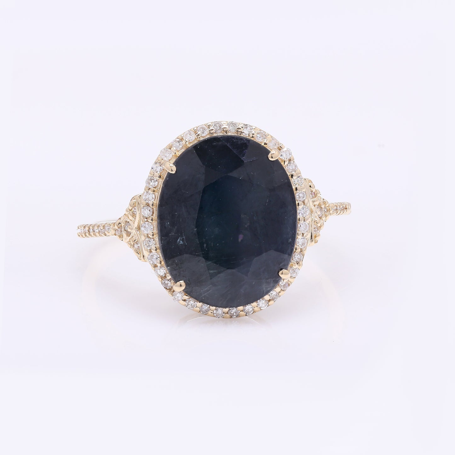 6.41 Ct Oval Mixed Cut Natural Corundum Sapphire 14K Gold Ring