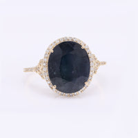 6.41 Ct Oval Mixed Cut Natural Corundum Sapphire 14K Gold Ring
