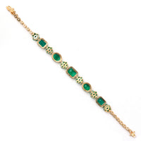 13.90 Ct Natural Emerald 14K Gold Bracelet