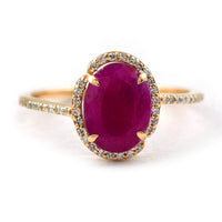 1.90 Ct Oval Mixed Cut Natural Ruby 14K Gold Ring