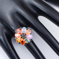 5.01 Ct Oval Multi Sapphire 14K Gold Ring