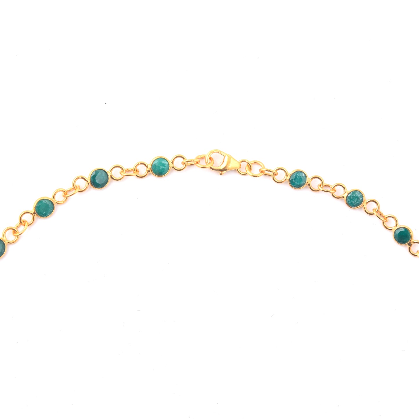 9.88 Ct Round Dyed Emerald 925 Sterling Silver Necklace
