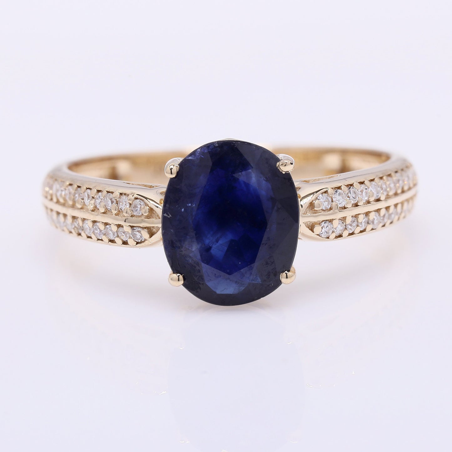 2.12 Ct Oval Mixed Cut Natural Sapphire 14K Gold Ring