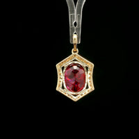 3.95 Ct Oval Mixed Cut Lab Grown Ruby 14K Gold Pendant