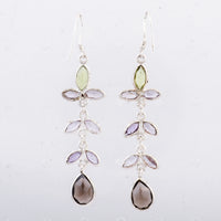 10.18 Ct Smoky Quartz, Peridot 925 Sterling Silver Earrings