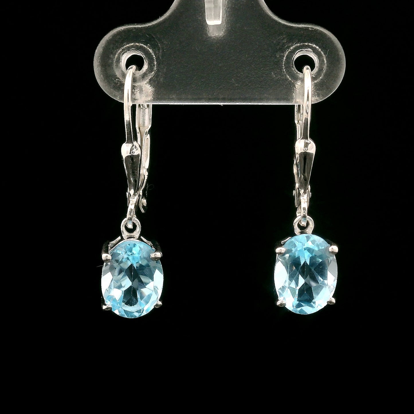 3.30 Ct Oval Blue Topaz 925 Sterling Silver Earrings